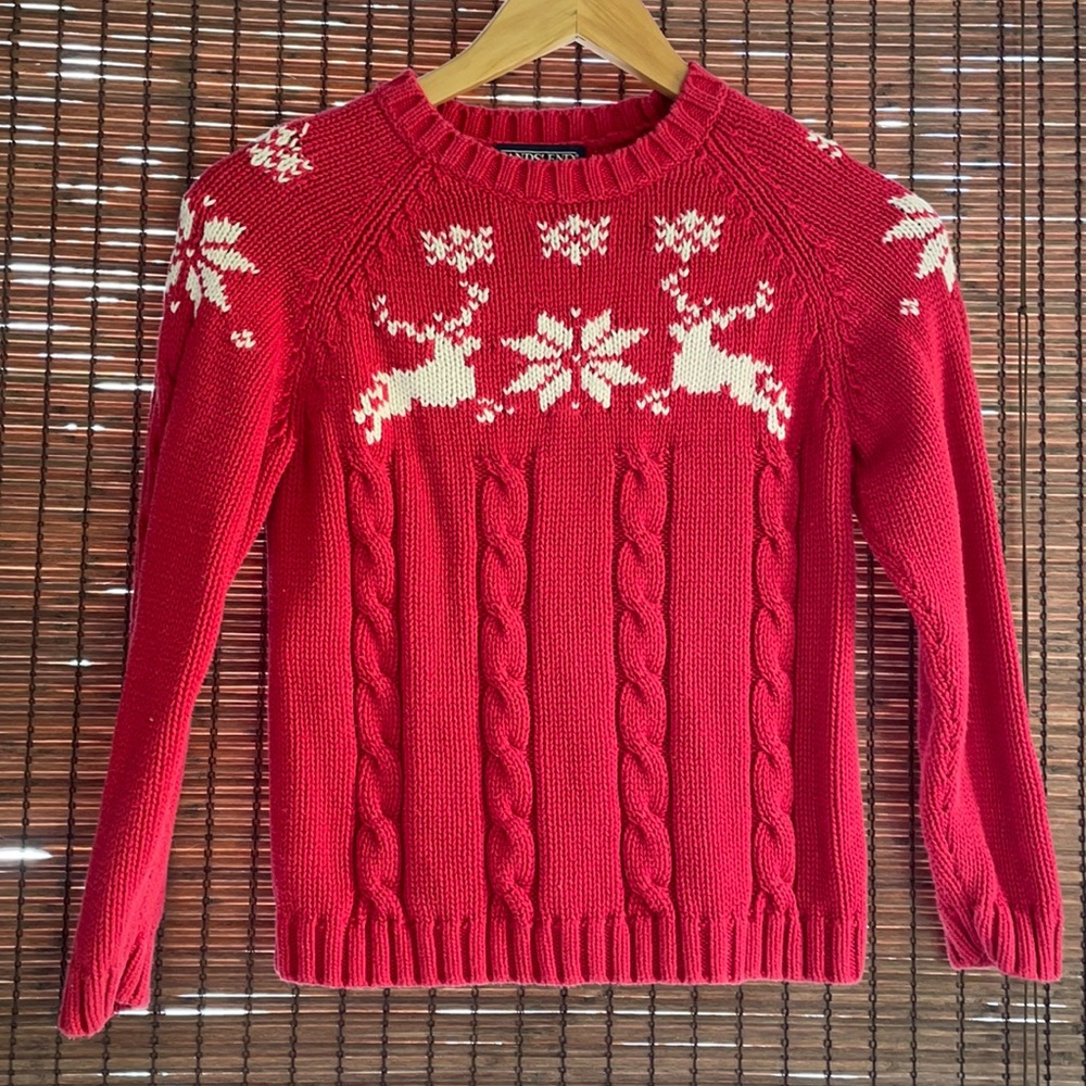 Lands End Reindeer Holiday Sweater